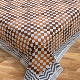 Geometric Square |hand block printed bedsheet| Double bed ,King size, Queen size | 210 TC Pure Cotton| Complementing pillow covers