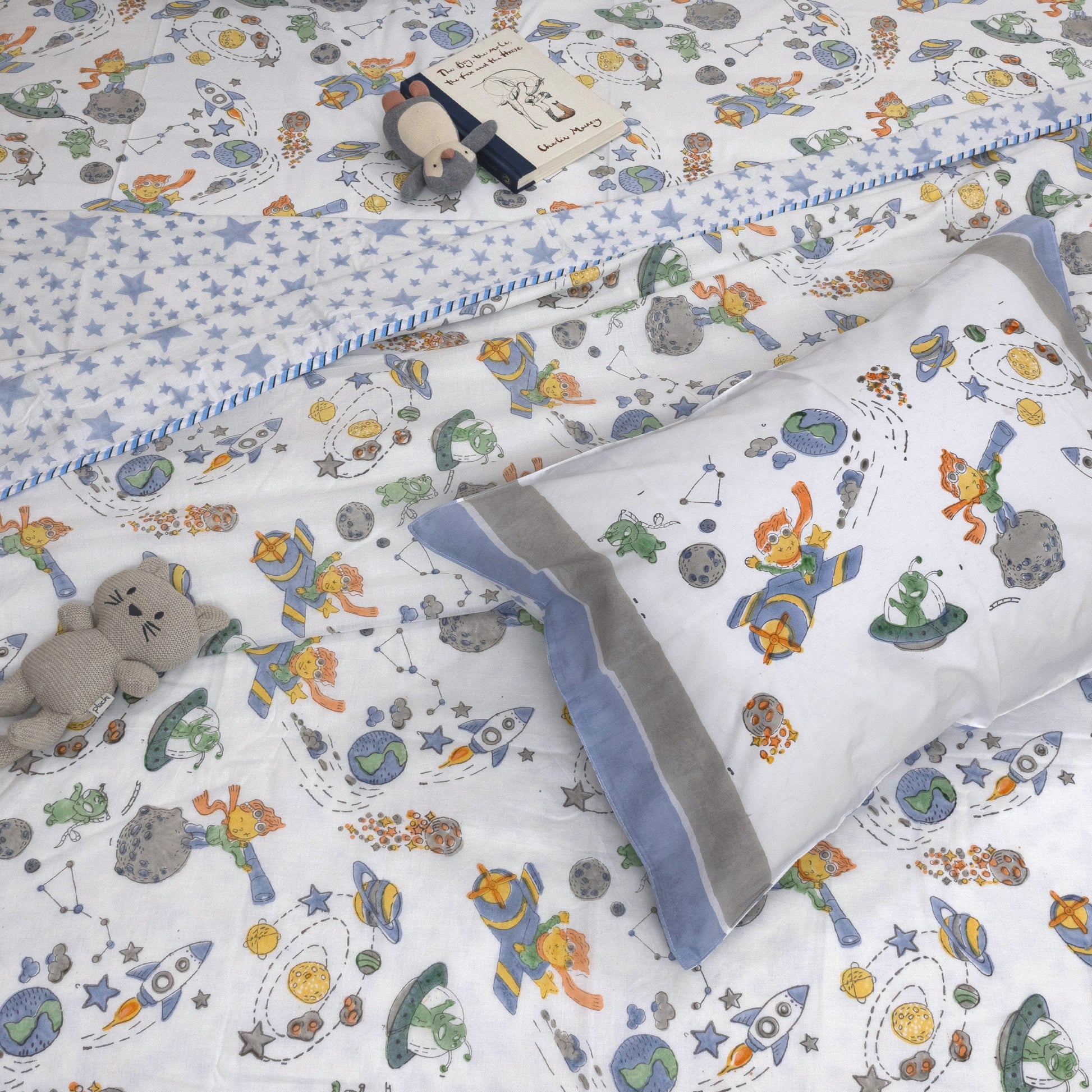 Space Boy-Designer Luxury Chadar Bed sheet
