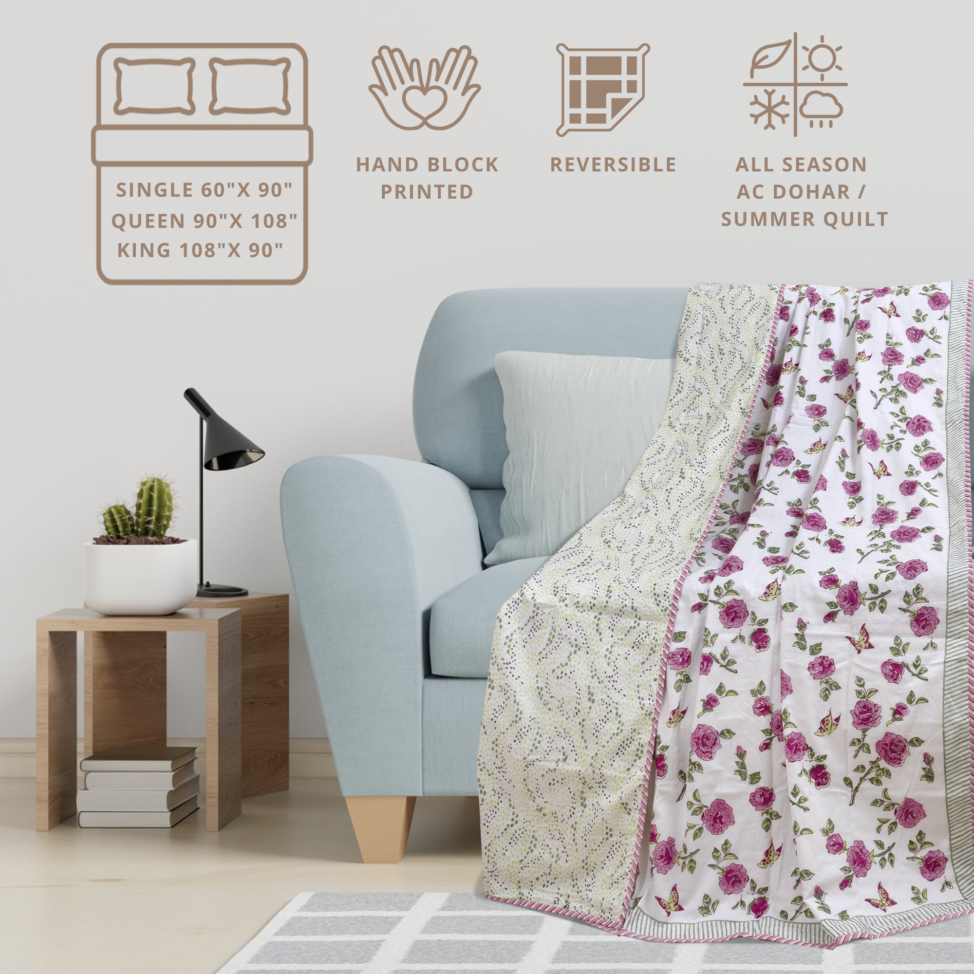 Rose Meadow | Dohar | Summer Blanket