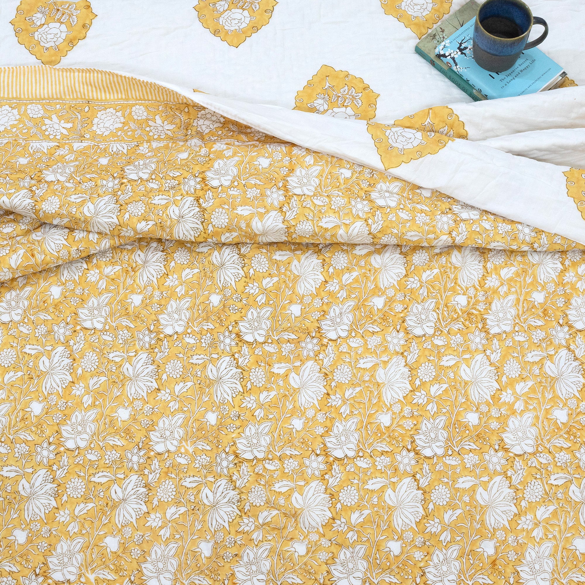 Mustard Yellow Kalamkari | Quilts | Razai | Comforter
