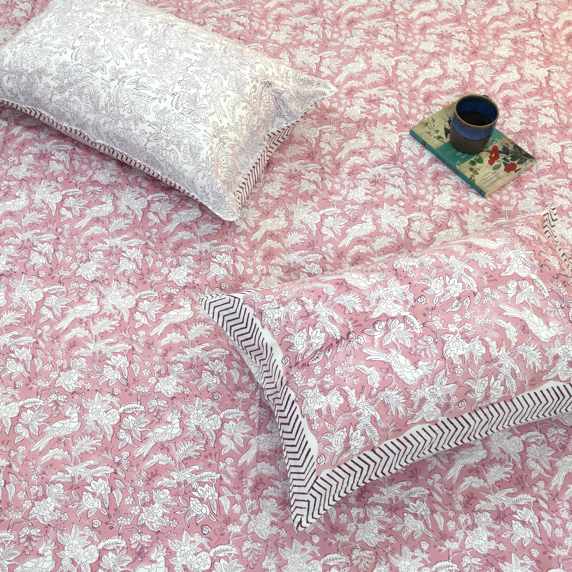 Pink Bird Kalamkari | Fine Quality Bedsheet