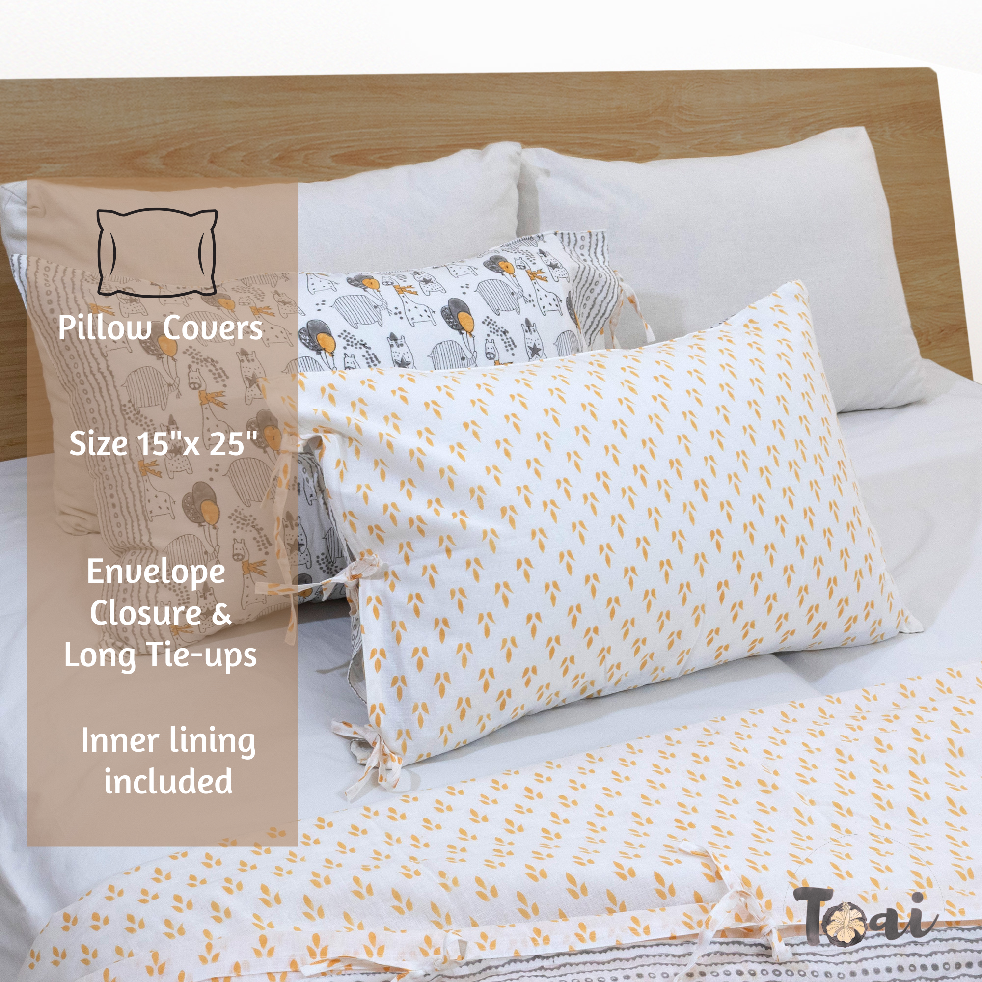 Grey Cartoon |All- Season Bedding Set | Premium Bedsheet , Pillow Covers, Duvet Razai Blanket Cover