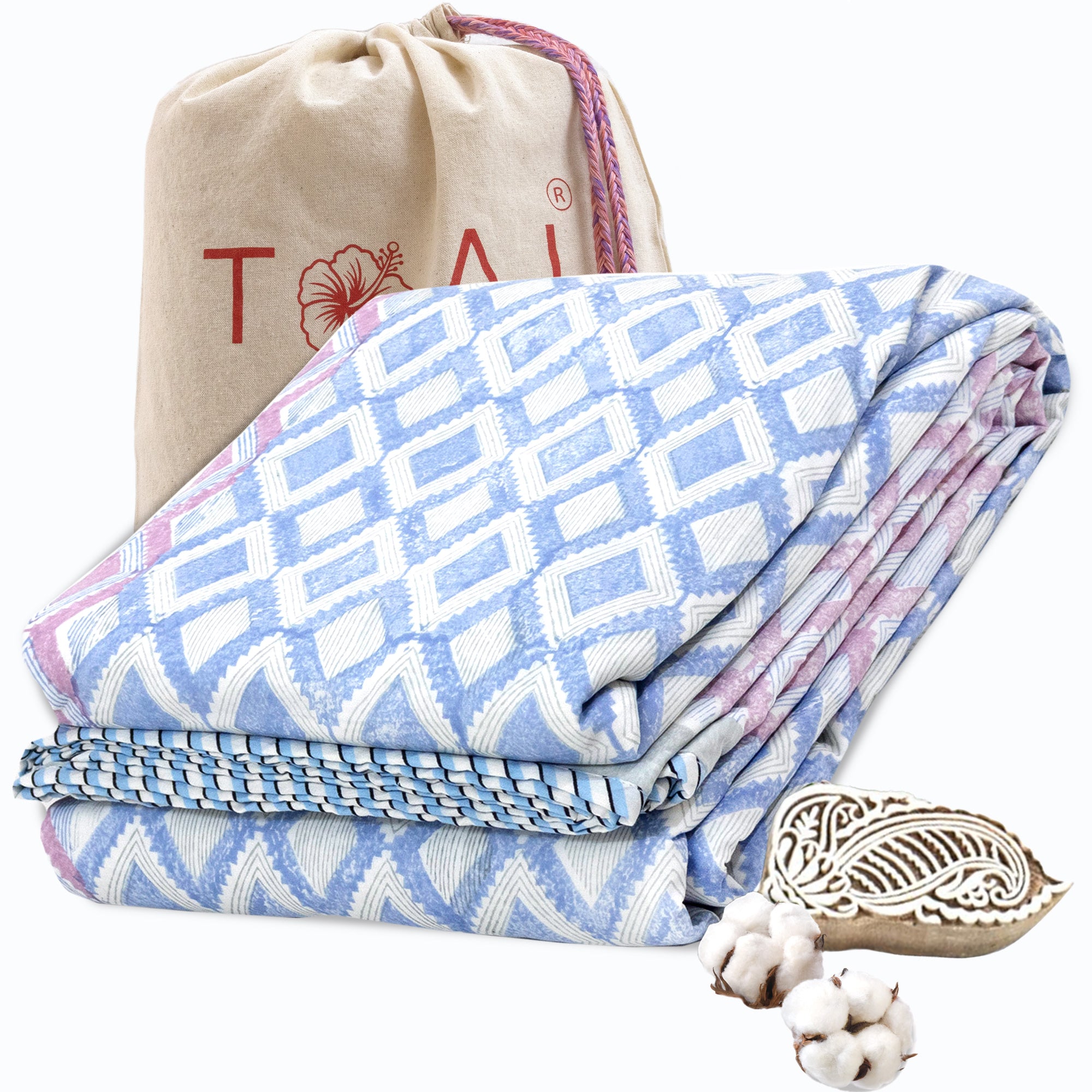 Small Red Motives on Blue | Dohar | Summer Blanket