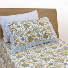Autumn Leaves | 300TC Bedsheet | 2 Pillow Covers | Mulmul Cotton Quilt