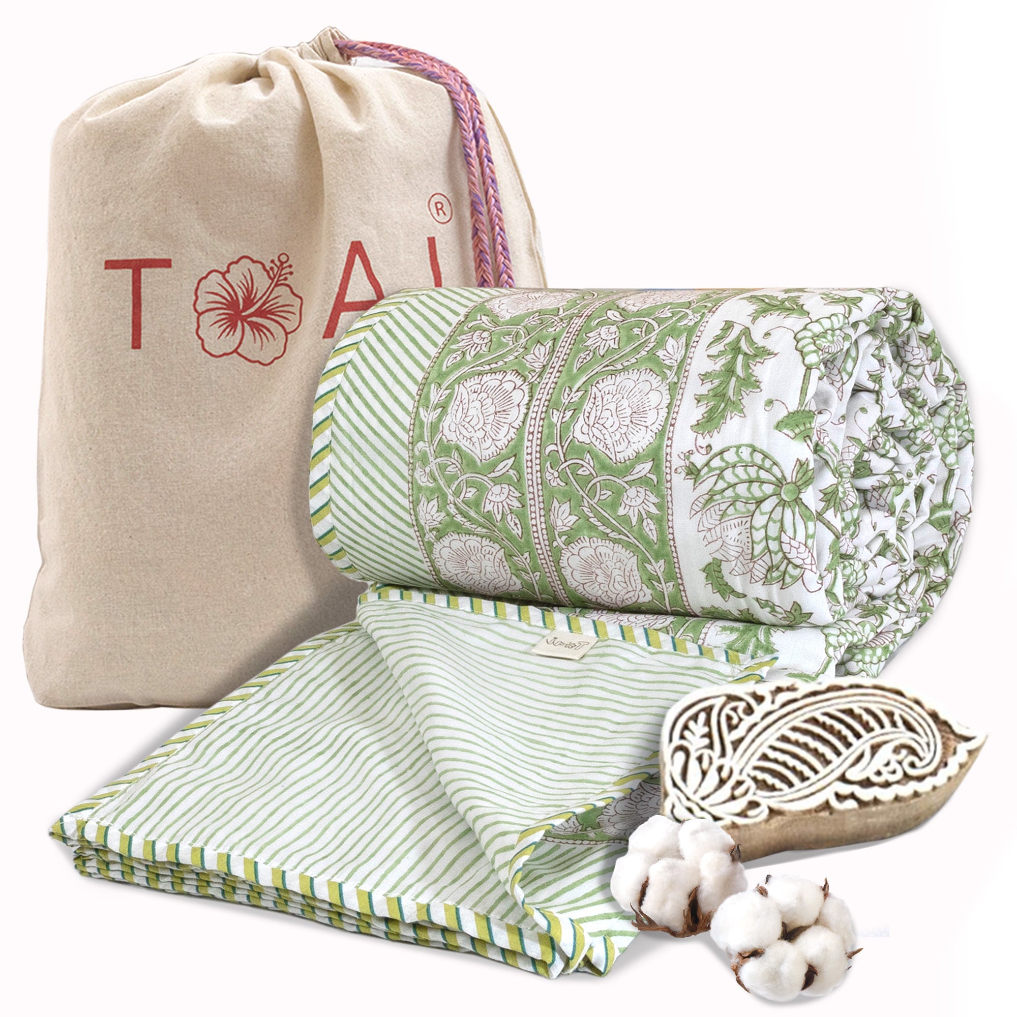 Green Kalamkari |Dohar | Summer Blanket