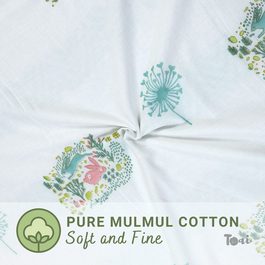 Bunny Park | Jaipuri hand block printed| Single Dohar | Premium Mulmul Cotton| Reversible