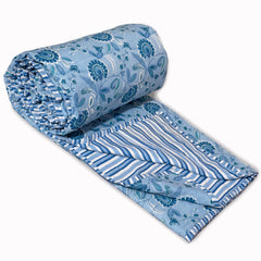 Butterfly garden on Blue| Jaipuri Screen printed| Double Dohar | Premium Mulmul Cotton | Reversible