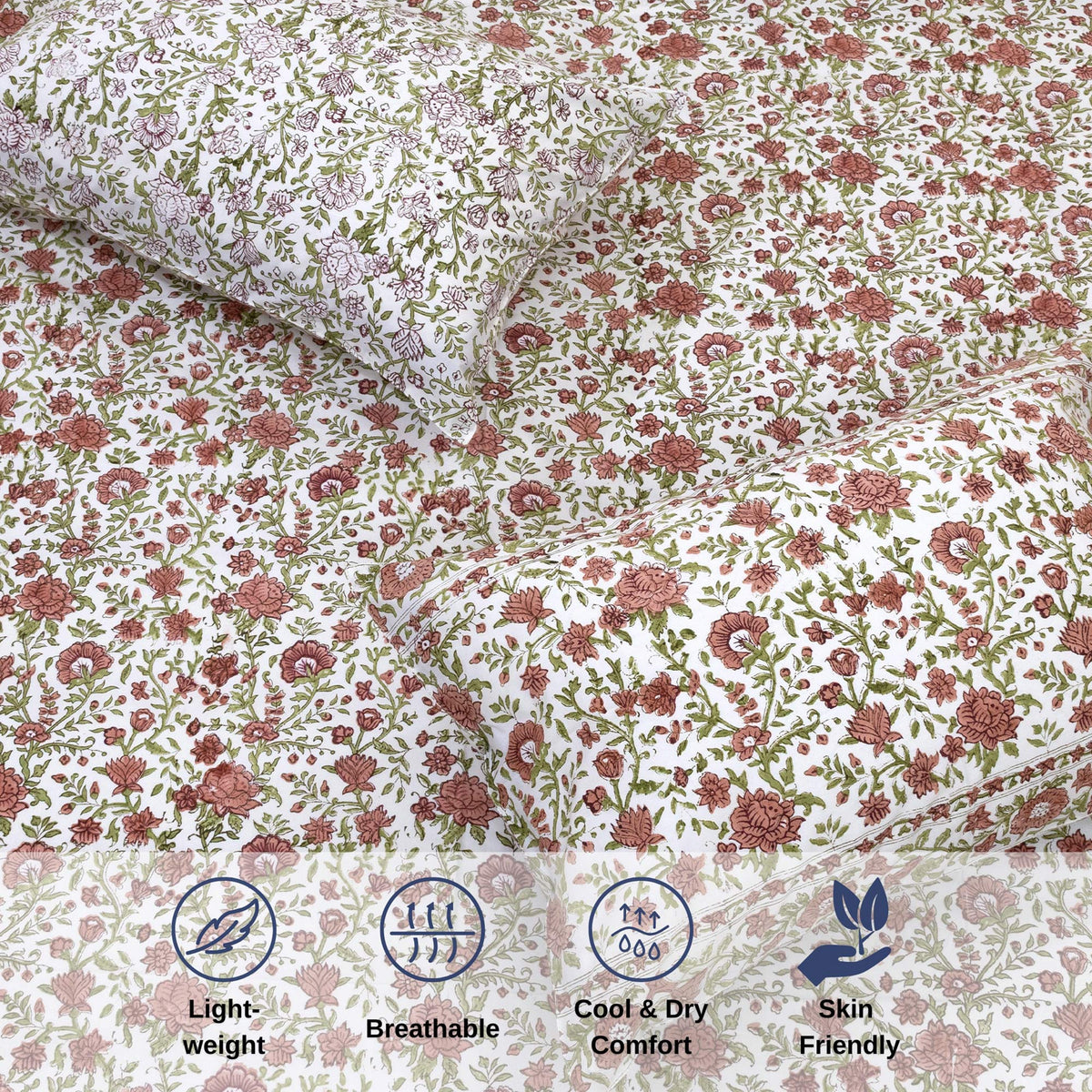 Rust Floral Spread| Premium Bedsheet