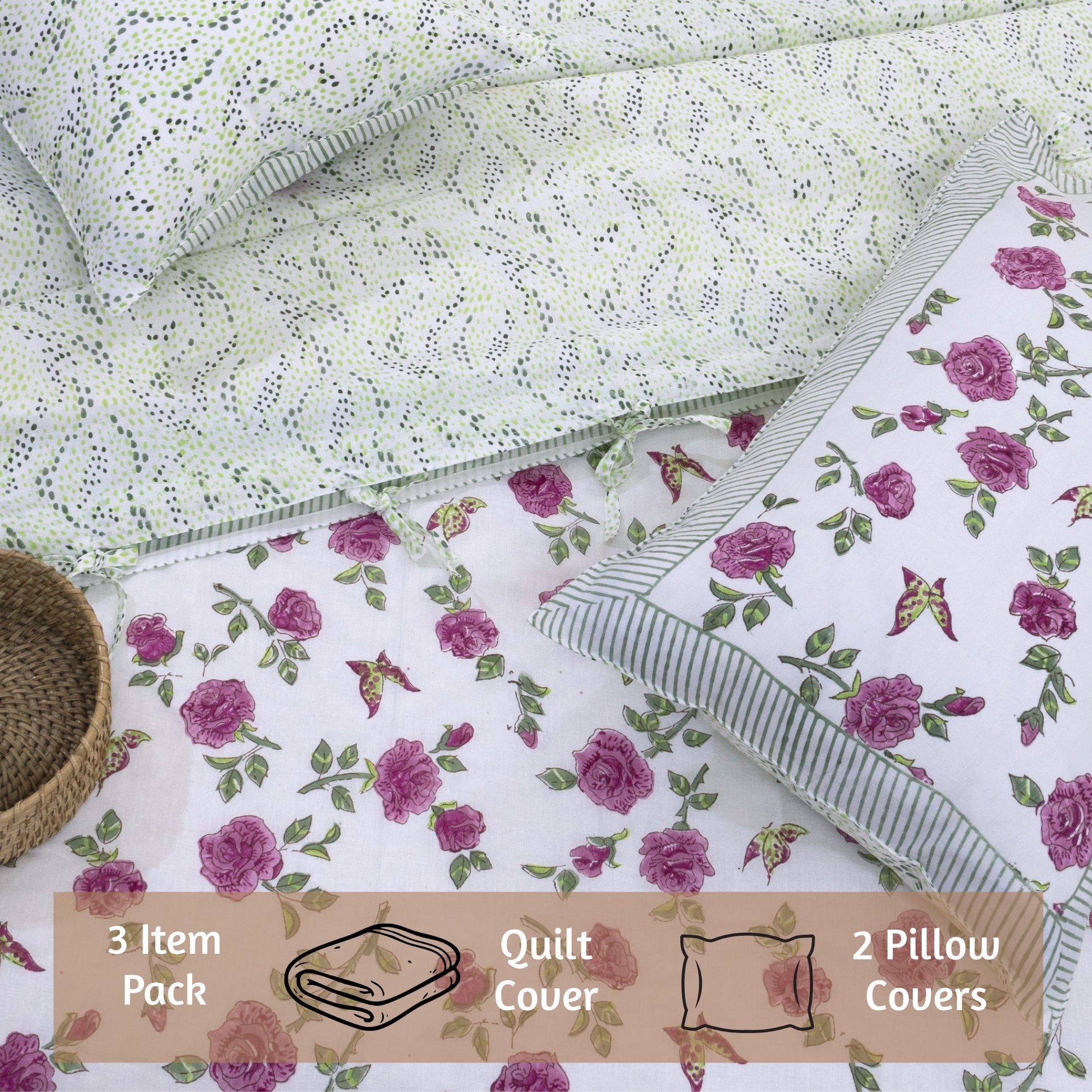 Rose Meadow | Quilt Duvet Cover with Pillow Covers