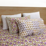 Round Florals On Green  |hand block printed bedsheet| Double bed ,King size, Queen size | 210 TC Pure Cotton| Complementing pillow covers