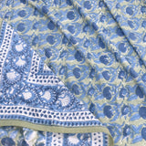 Sage Green Denim Blue  | 210TC Pure Cotton Bedsheet