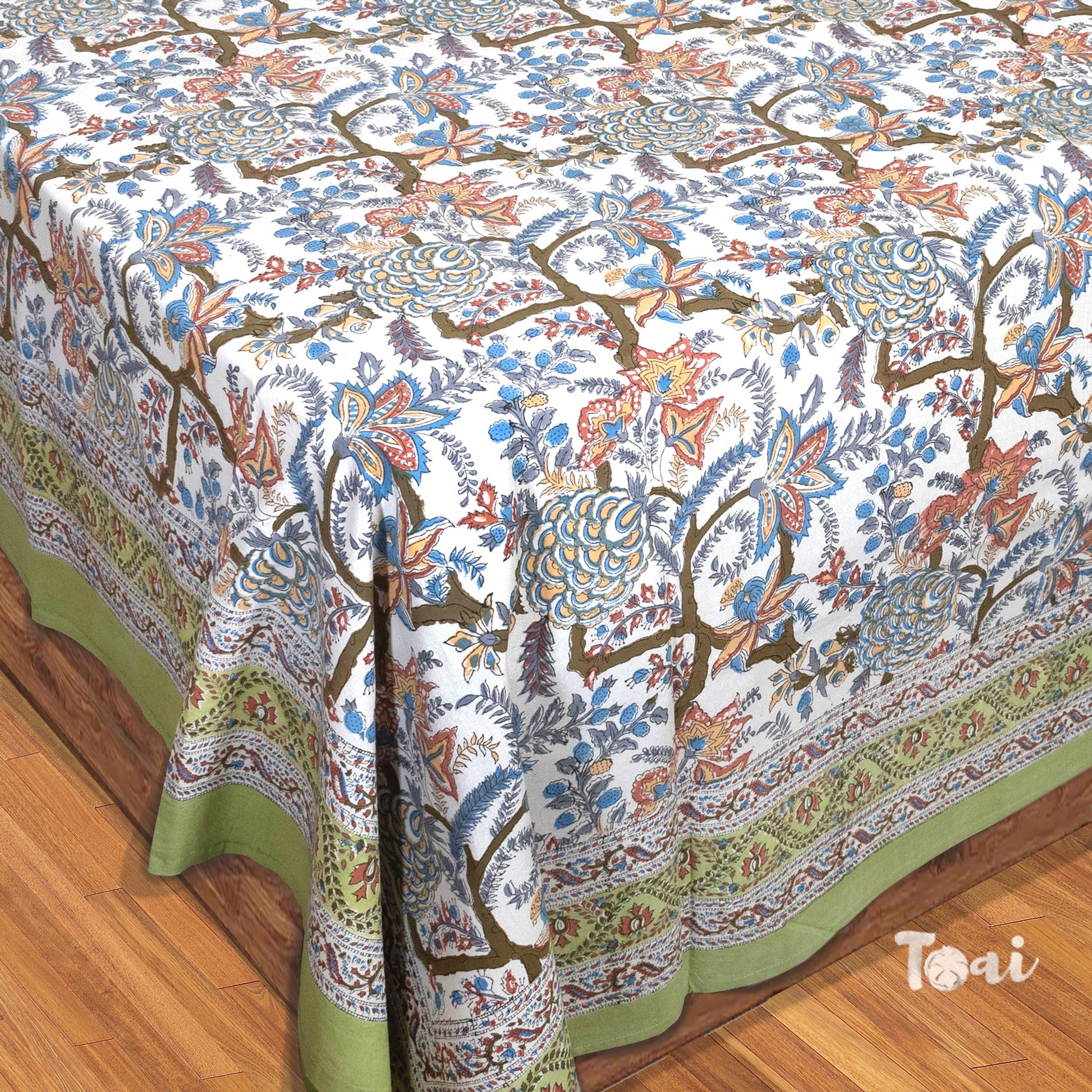 Pastel Flowers on White  - Printed Cotton Bedsheet