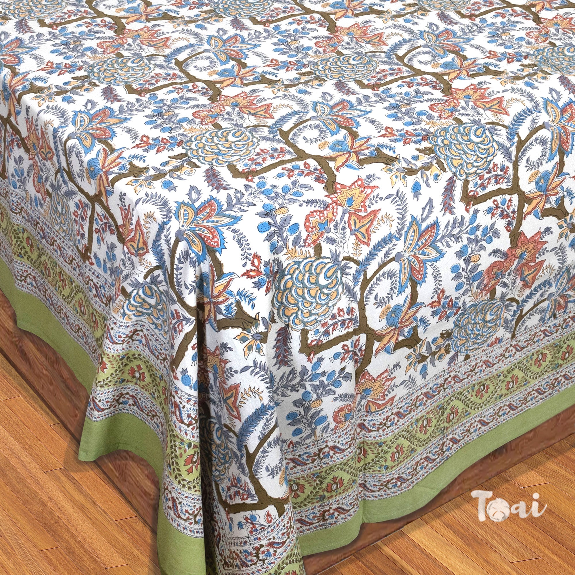 Pastel Flowers on White  - Printed Cotton Bedsheet