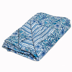 Blue Jungle| Jaipuri Screen printed| Double Dohar | Premium Mulmul Cotton | Reversible
