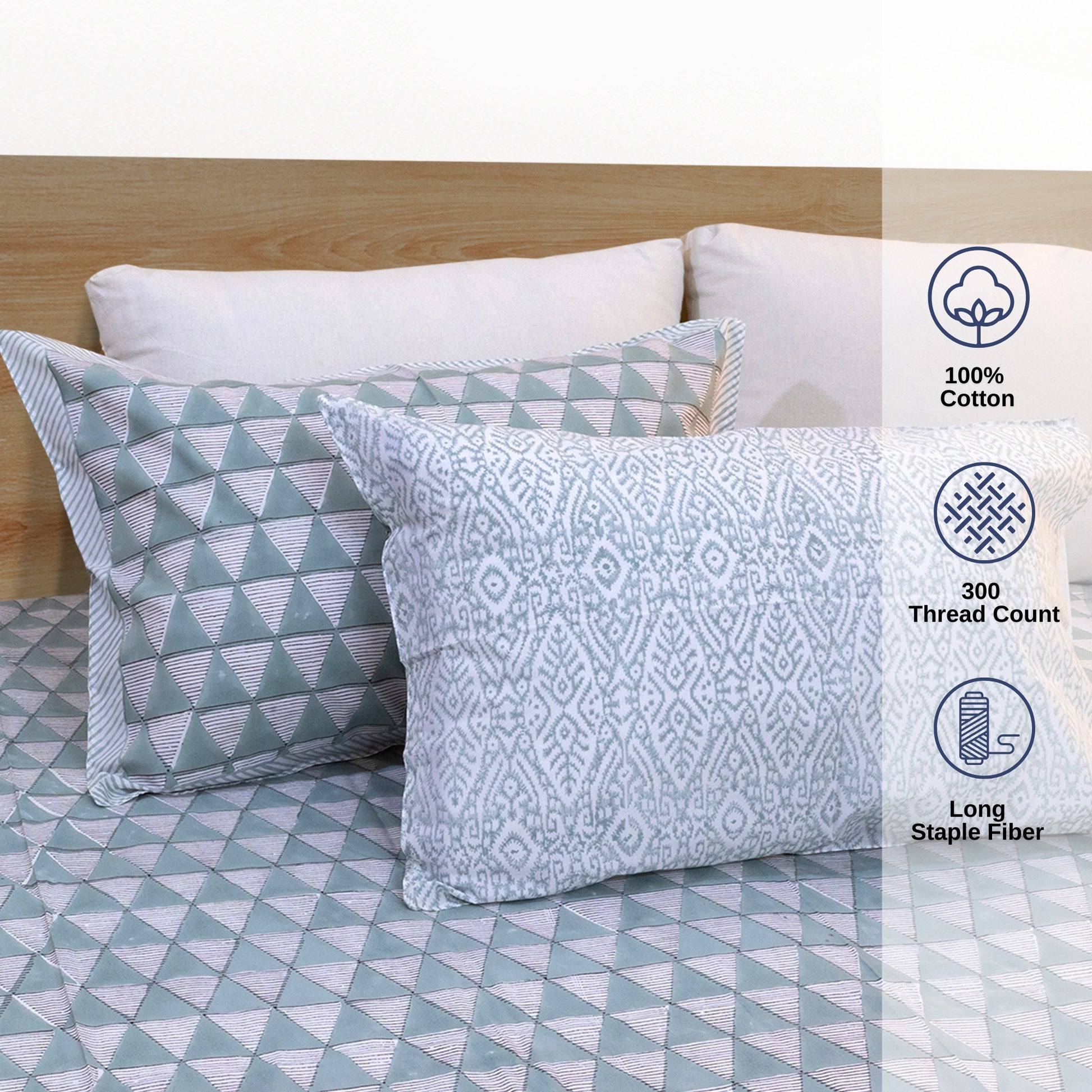 Geometric Triangles  - Bedsheet with Pillow Covers