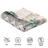 Green Gray Line | Cotton Yarn Sofa Throw