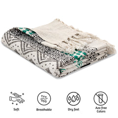 Green Gray Line | Cotton Yarn Sofa Throw