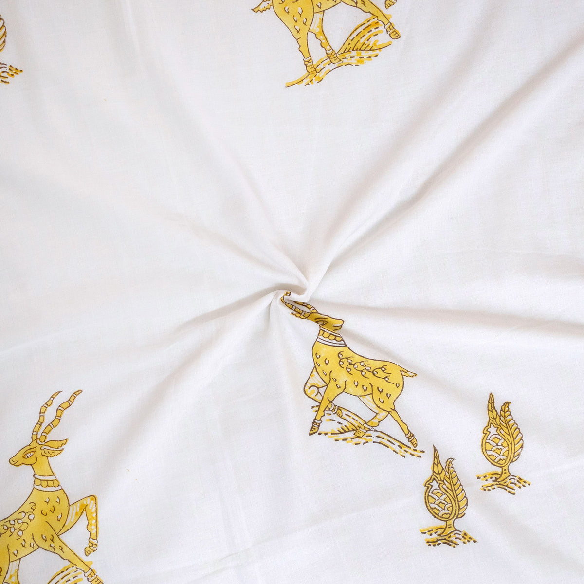 Yellow Kalamkari Deer | Dohar | Summer Blanket