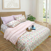Spring Floral |All- Season Bedding Set | Premium Bedsheet , Pillow Covers, Duvet Razai Blanket Cover