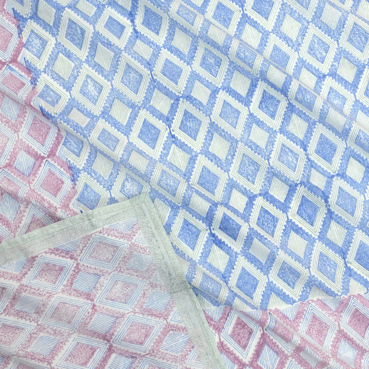 Vintage Lines Checks |Blue Pink| Premium Bedsheet