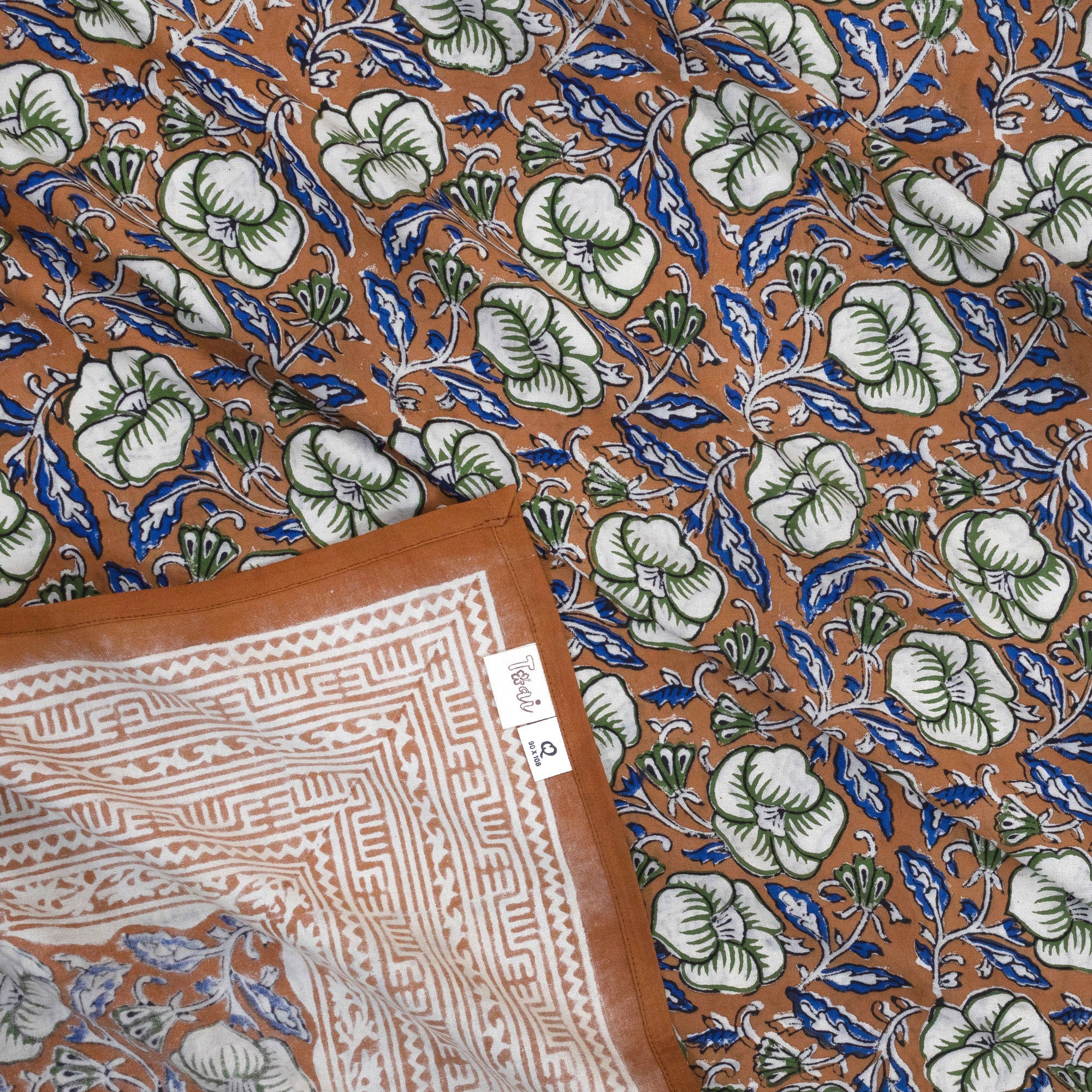 Bagru Rust Floral| Fine Quality Bedsheet