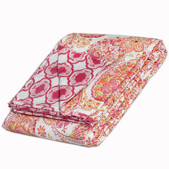 Pink Paan on White| Jaipuri Screen printed| Double Dohar | Premium Mulmul Cotton | Reversible