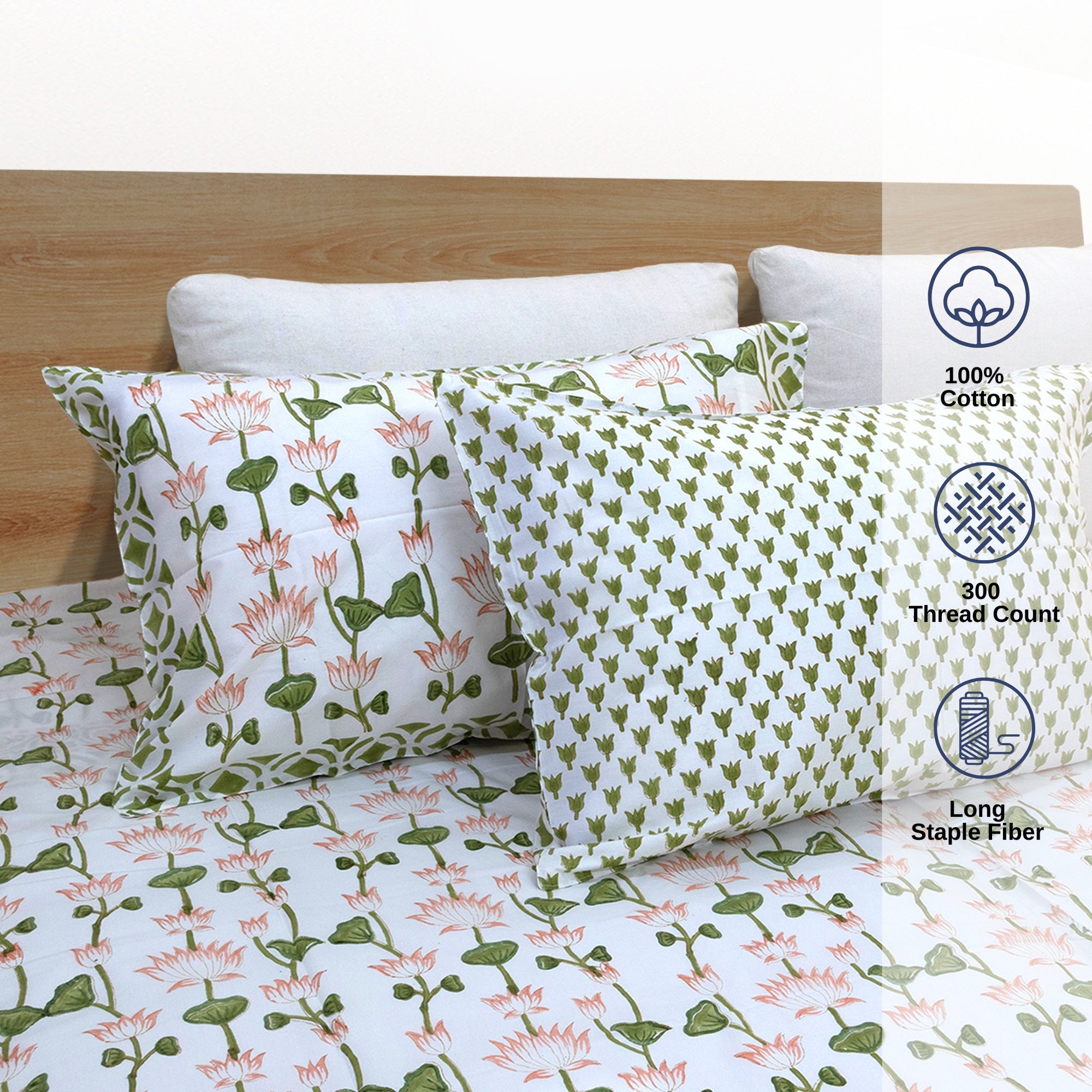 Lotus Vines  - Bedsheet with Pillow Covers