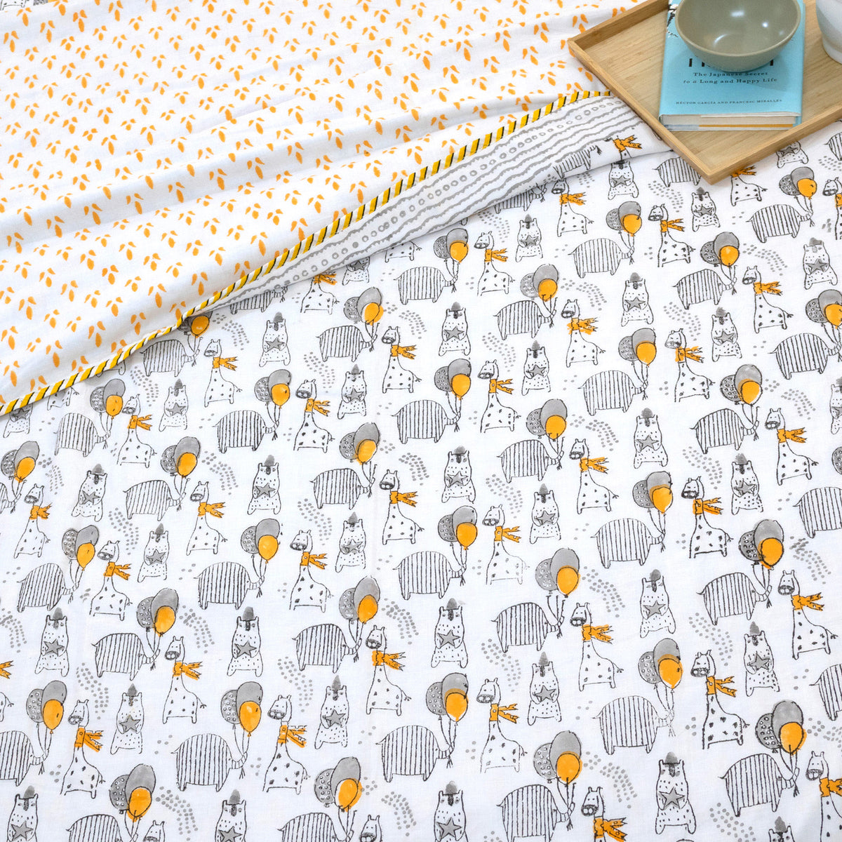 Grey Cartoon | Dohar | Summer Blanket