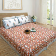 Floral Vines On Rust | Premium Bedsheet