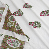 Pink Floral Plants on White  | 210TC Pure Cotton Bedsheet