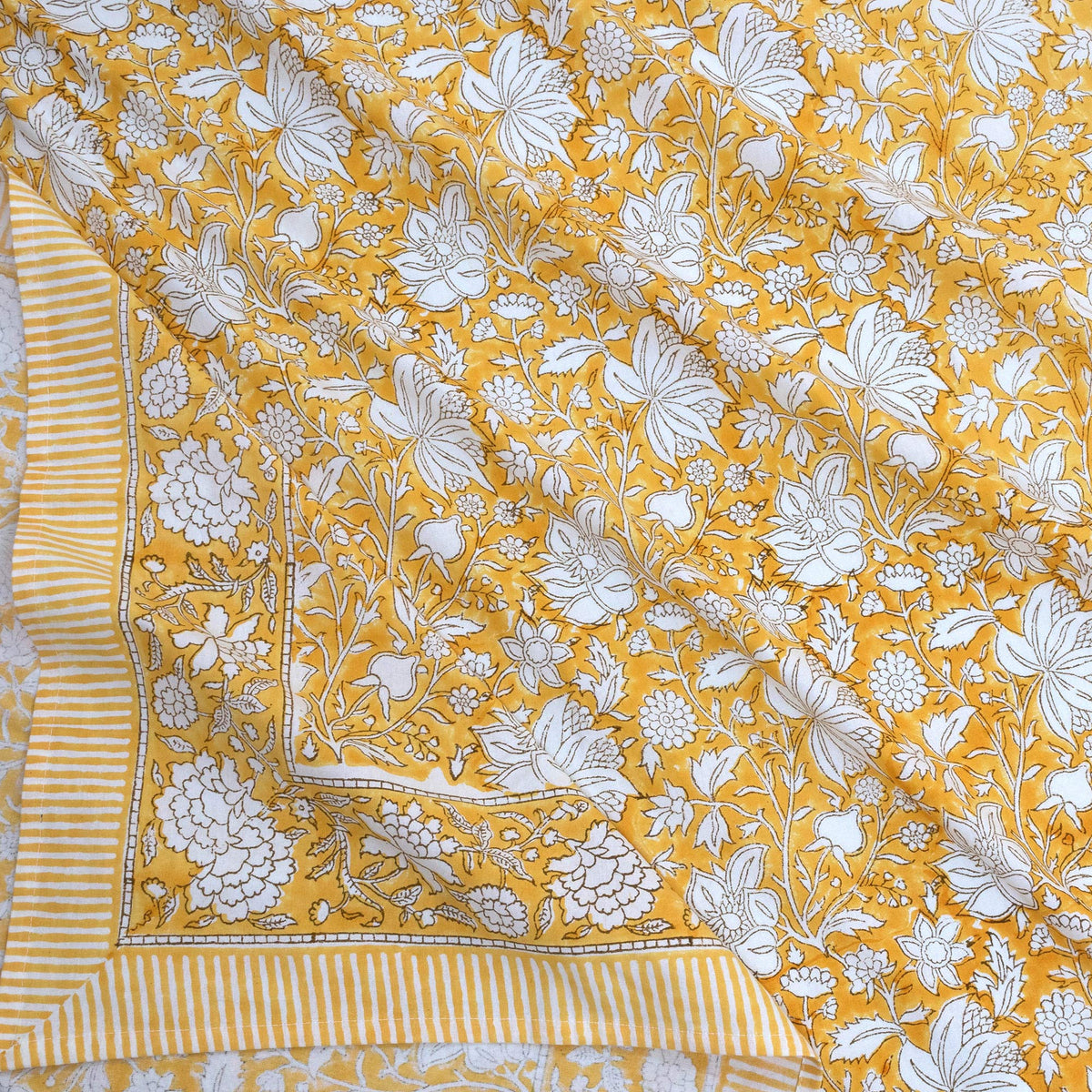 Yellow Kalamkari| Comforter Bedding Set | Premium Bedsheet , Pillow Covers, Quilt / Razai