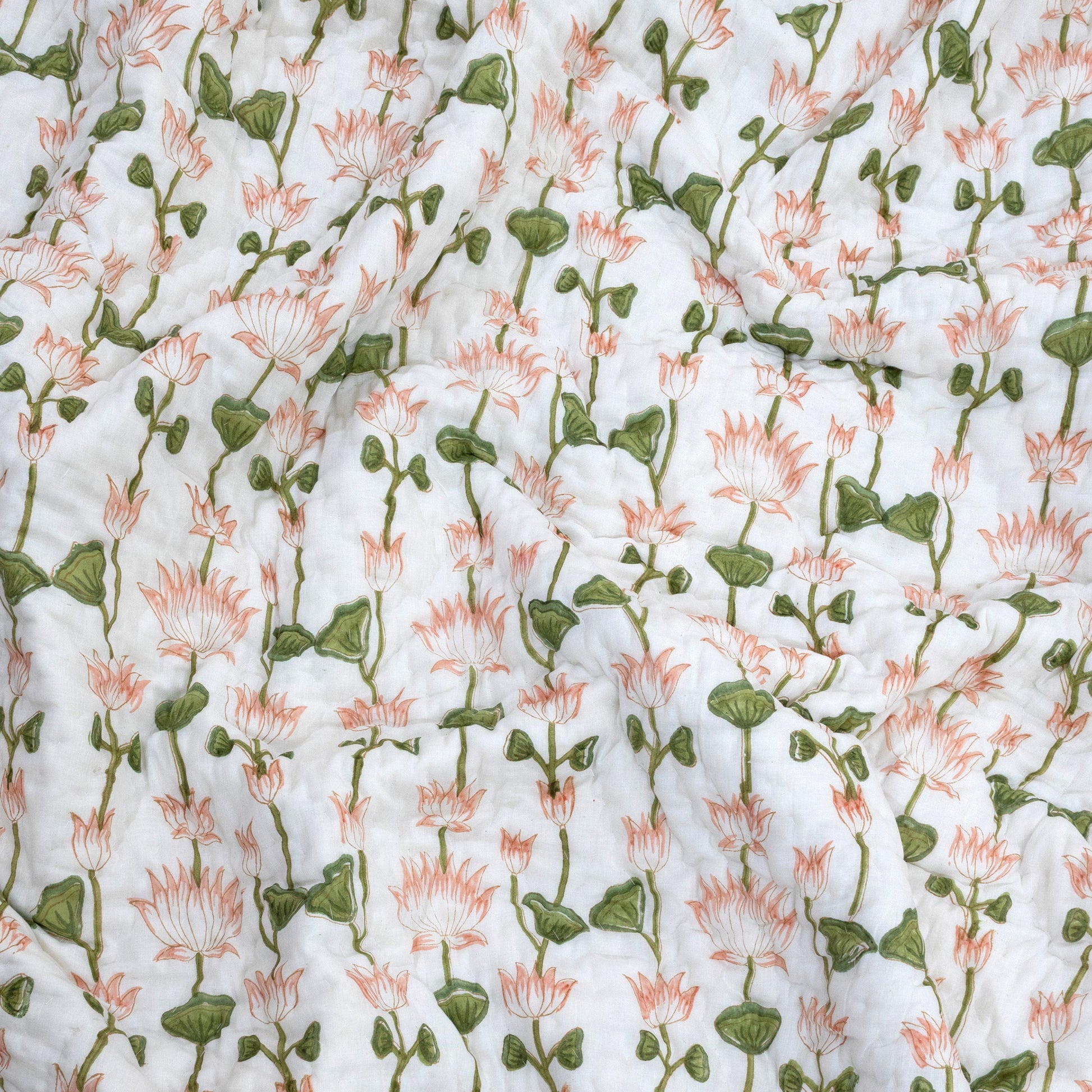 Lotus Vines  - Pure Mulmul Cotton