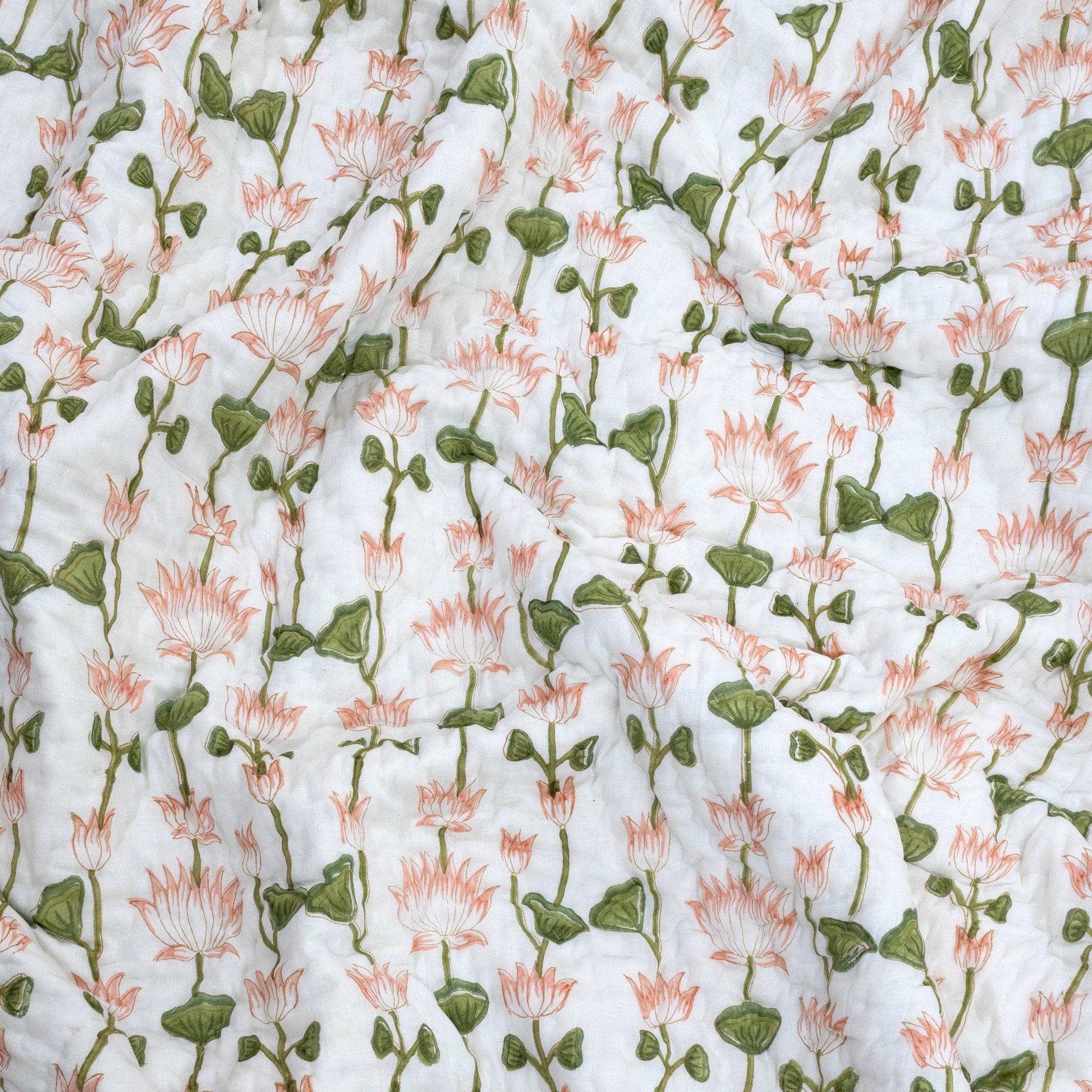 Lotus Vines  - Pure Mulmul Cotton