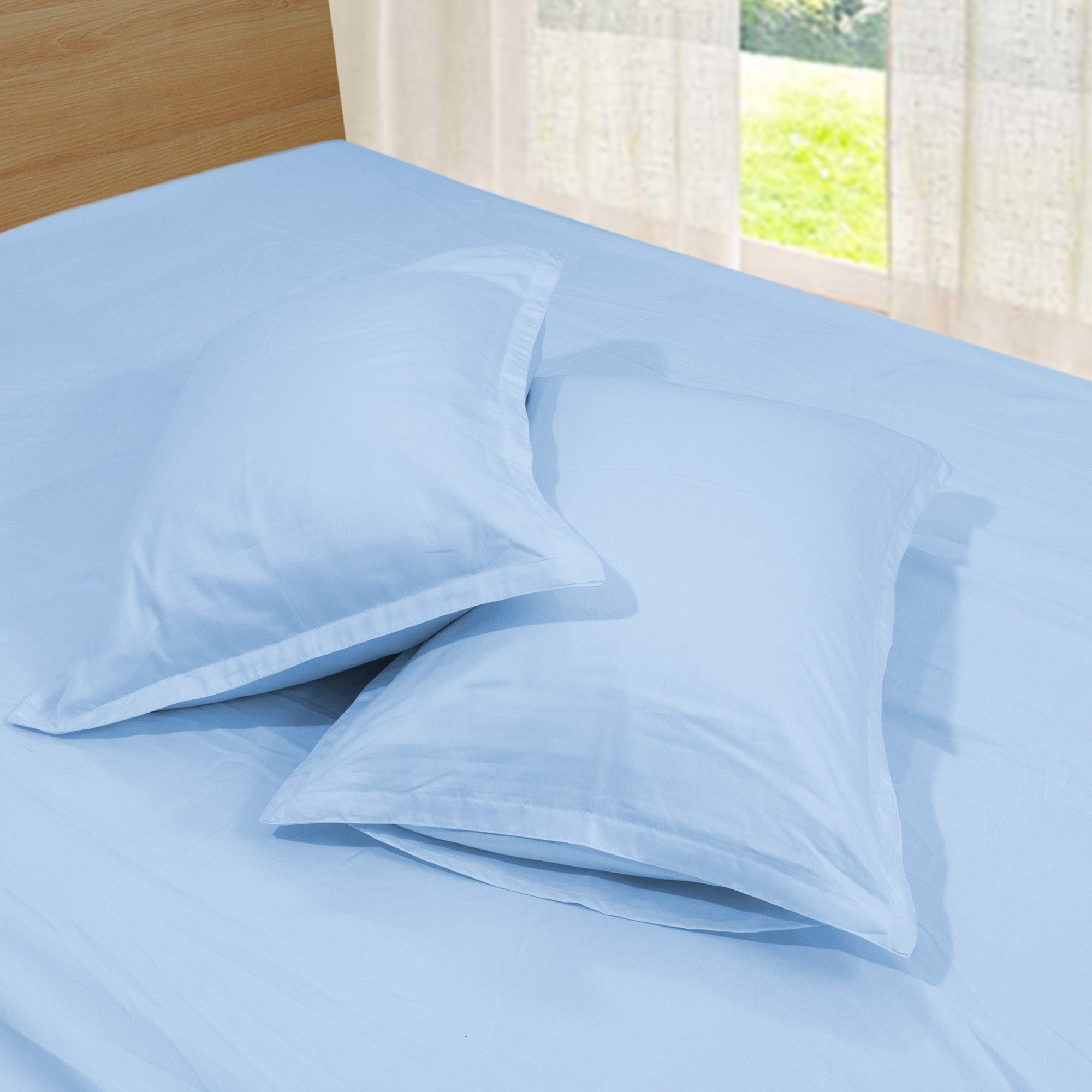 Blue Applique | All- Season Bedding Set | Premium Fitted Sheet , Pillow Covers, Applique Bedcover