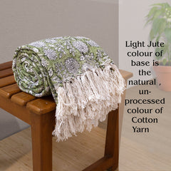 Florals on Light Green | Cotton Yarn Sofa Throw