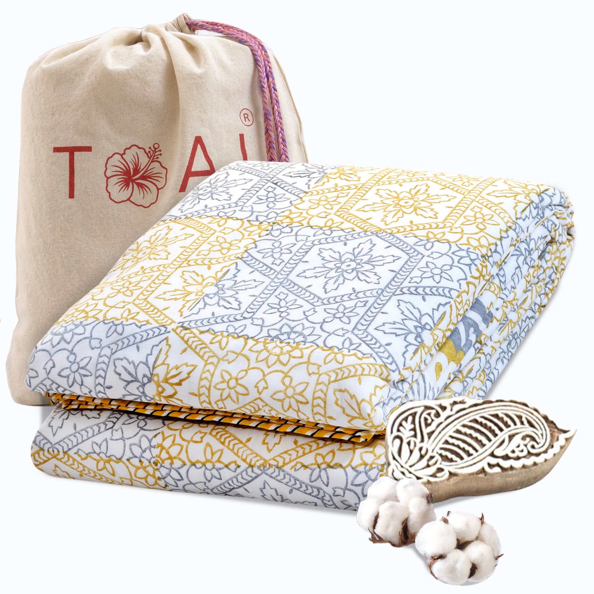 Yellow Grey Jharokha | Dohar | Summer Blanket