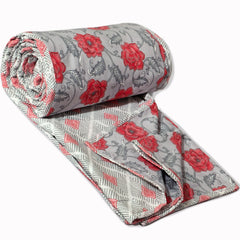 Red Rose on Grey | Jaipuri Screen printed| Single Dohar | Premium Mulmul Cotton | Reversible