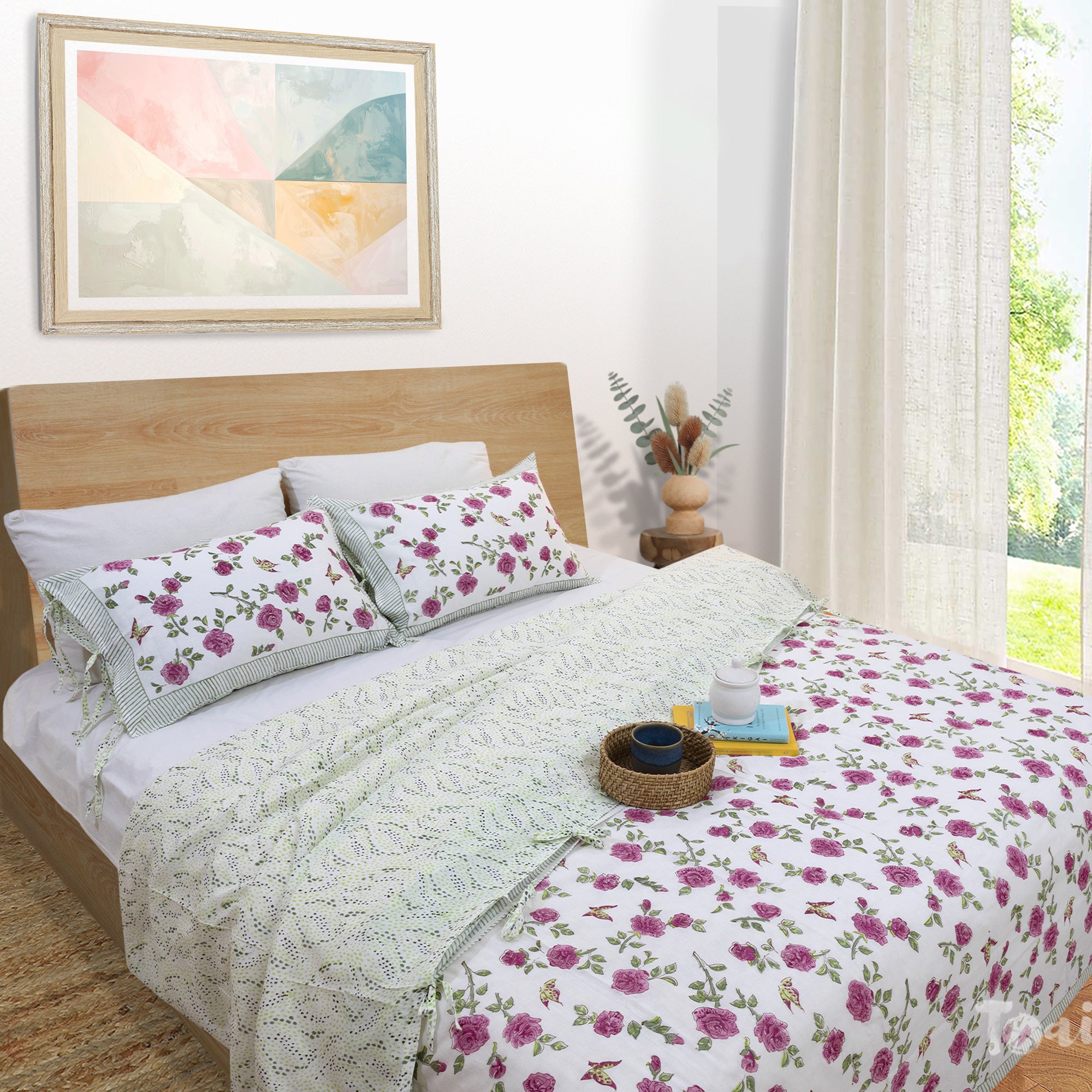 Rose Meadow | Quilt Duvet Cover with Pillow Covers