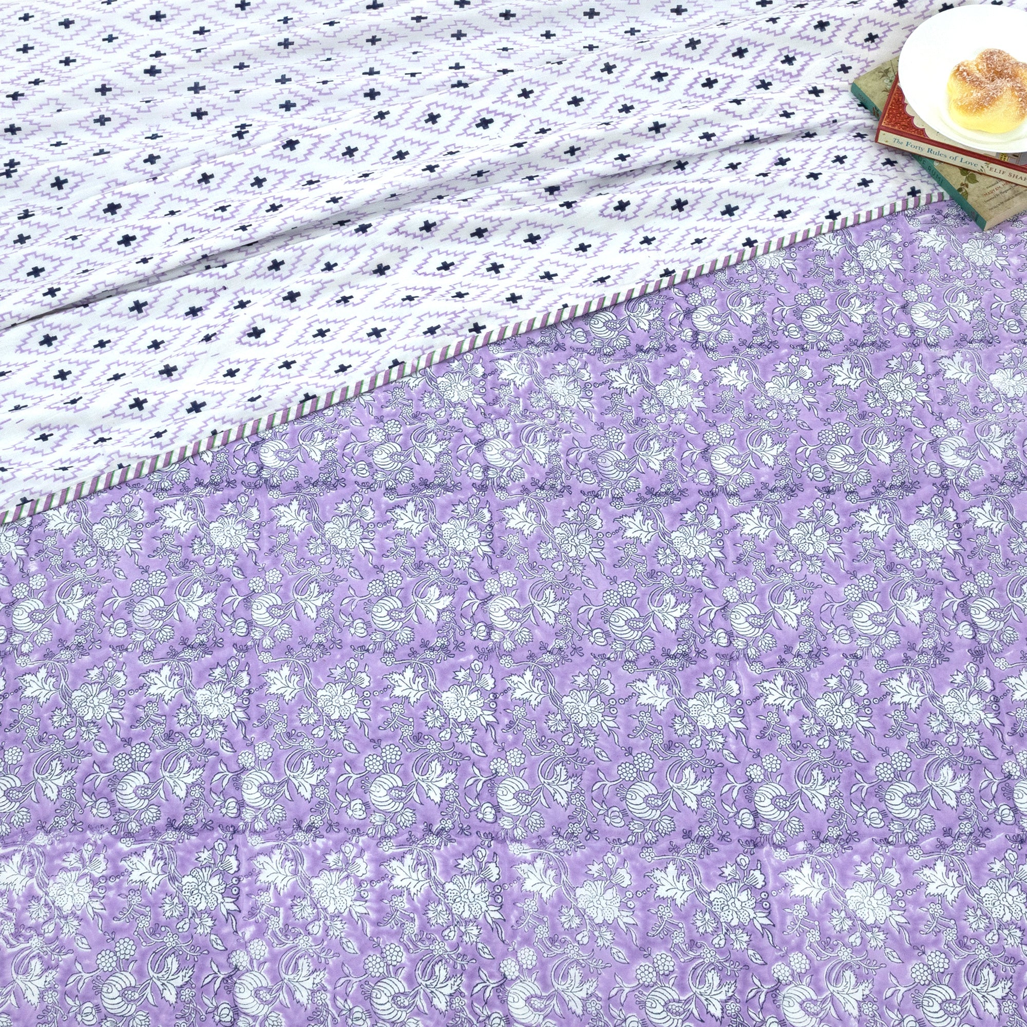 Lavender Kalamkari | Dohar | Summer Blanket