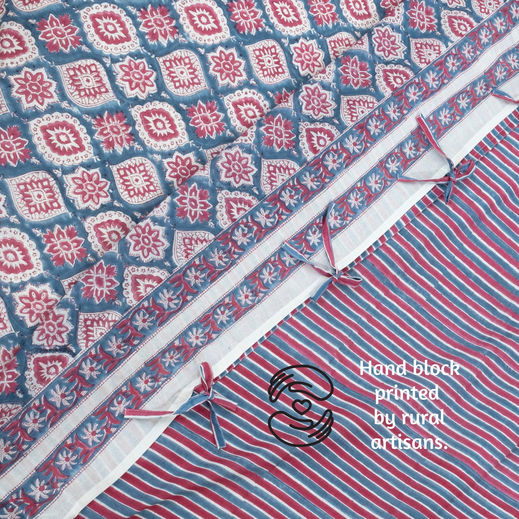 Spanish Villa Blue Red| Quilt Duvet Cover with Pillow Covers