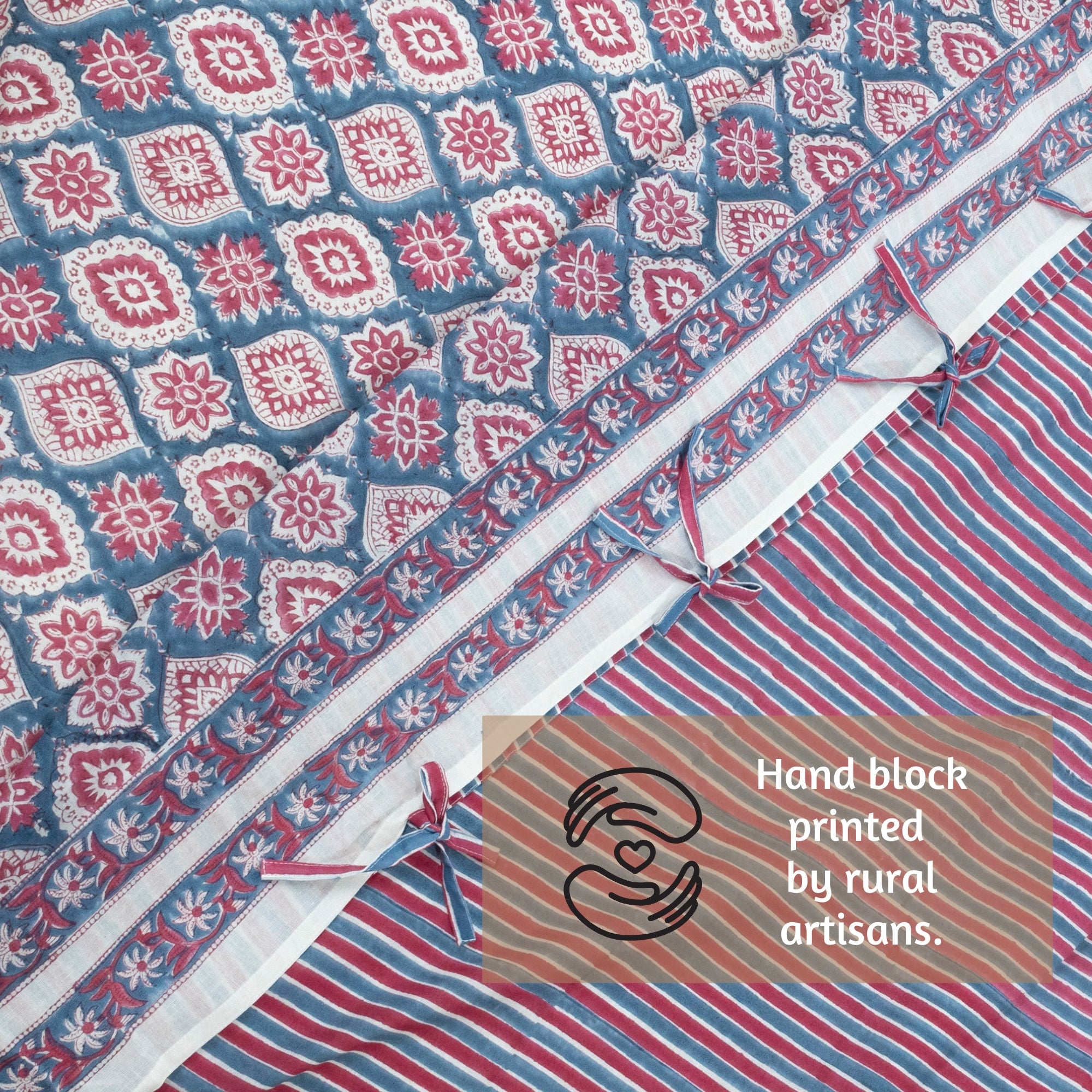 Spanish Villa Blue Red| Quilt Duvet Cover with Pillow Covers