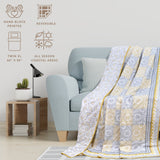 Yellow Grey Jharokha | Pure Mulmul Cotton | Flannel filling