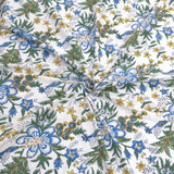 Blue Green Motives On White  | 210TC Pure Cotton Bedsheet