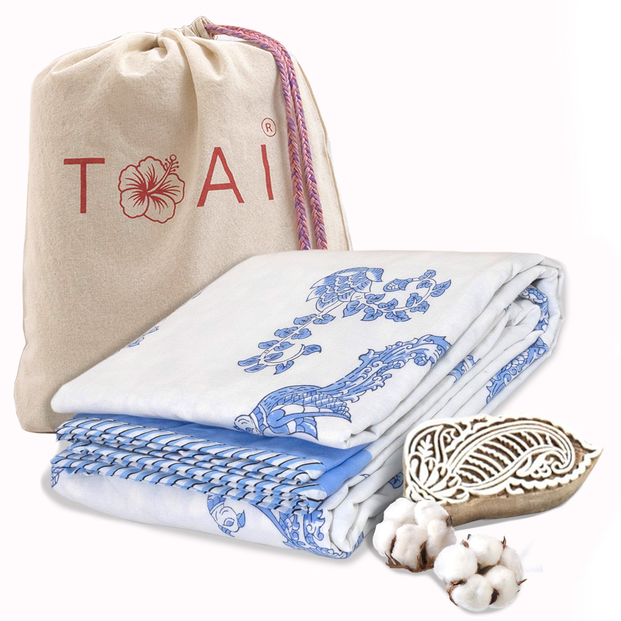 Blue Kalamkari Bird | Dohar | Summer Blanket