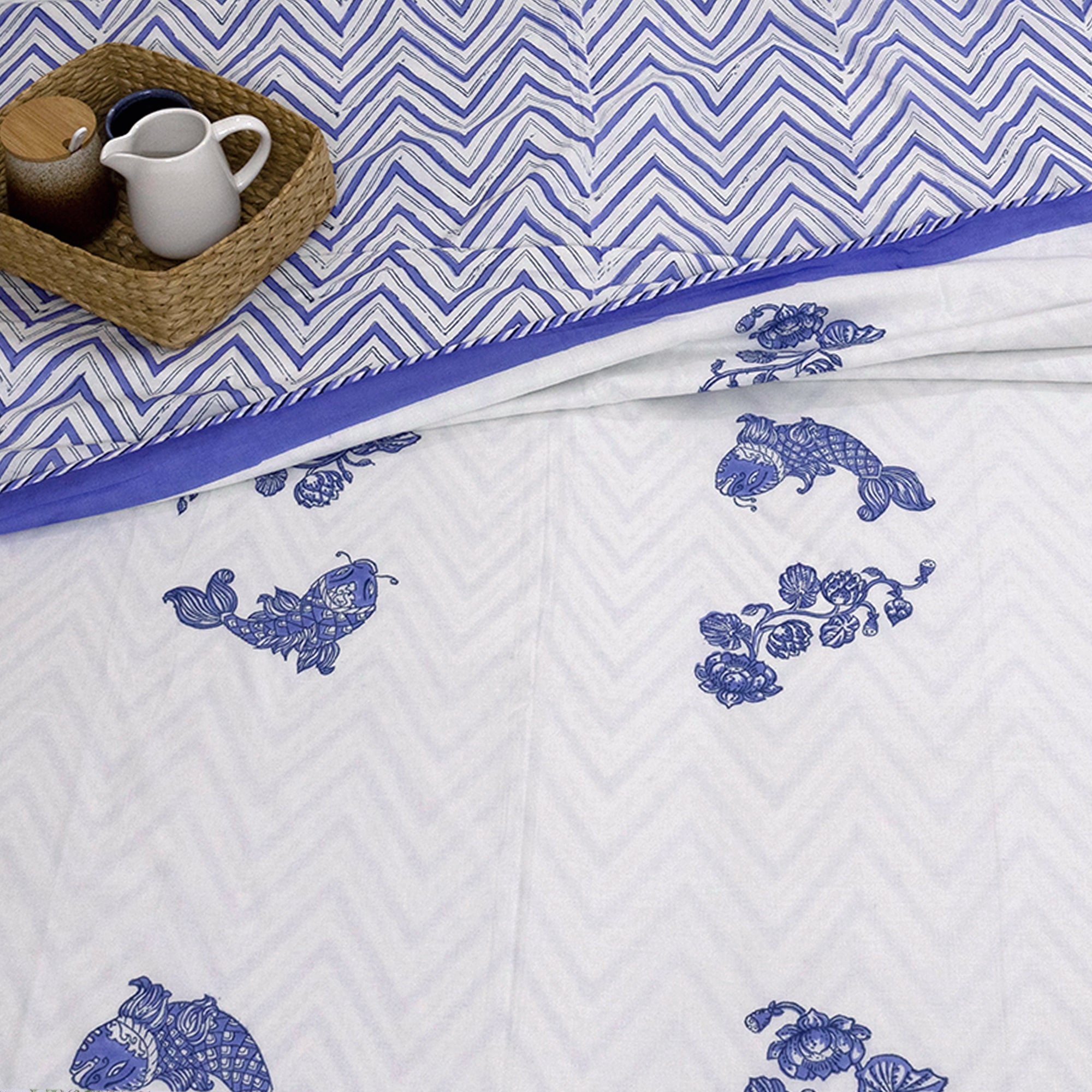 Purple Kalamkari Fish | Dohar | Summer Blanket