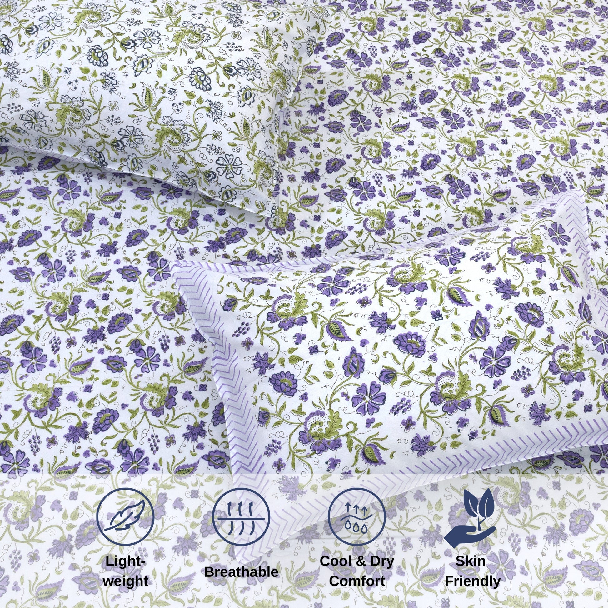 Small Lavender Flowers  - Reversible Pillow Covers double bedsheet