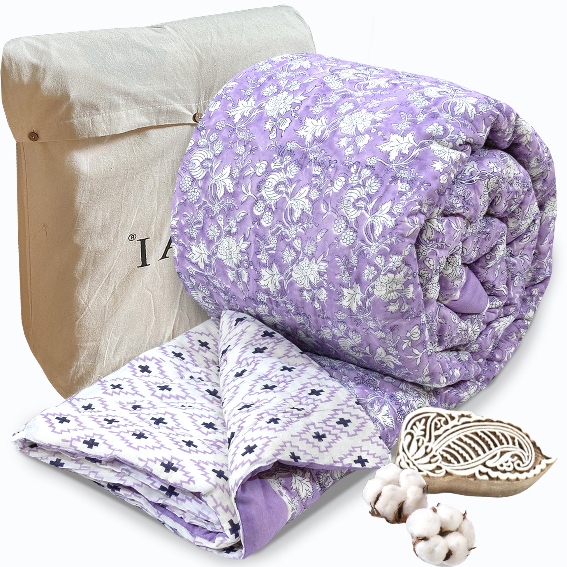 Lavender Kalamkari  - Quilt Winter