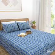 Sage Green Denim Blue   - King Queen Cotton Bed sheet