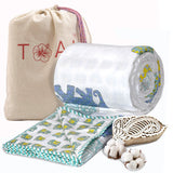 Elephant White Blue Green Yellow | Pure Mulmul Cotton | Flannel filling