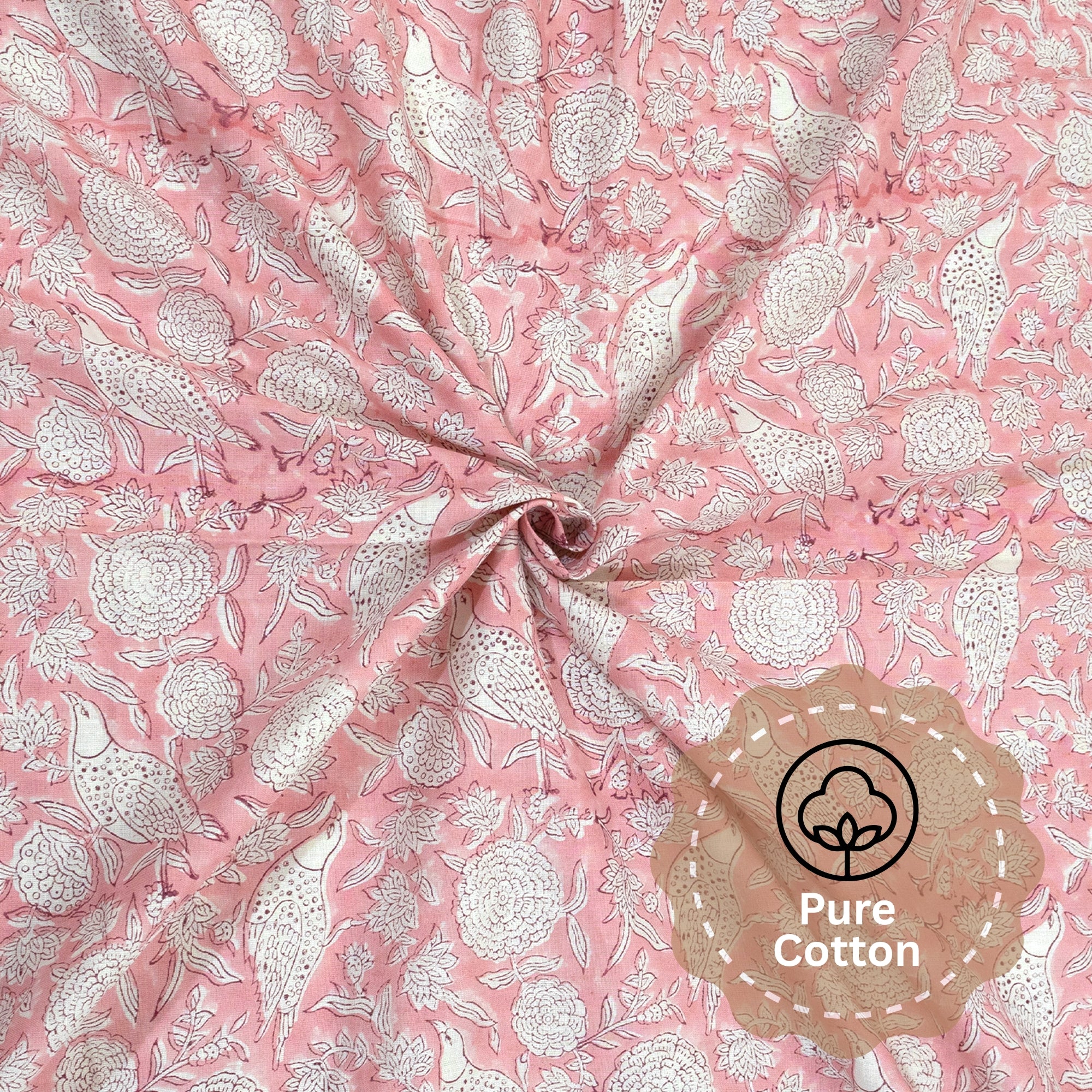 Pink Bird Kalamkari | Quilt Duvet Cover with Pillow Covers